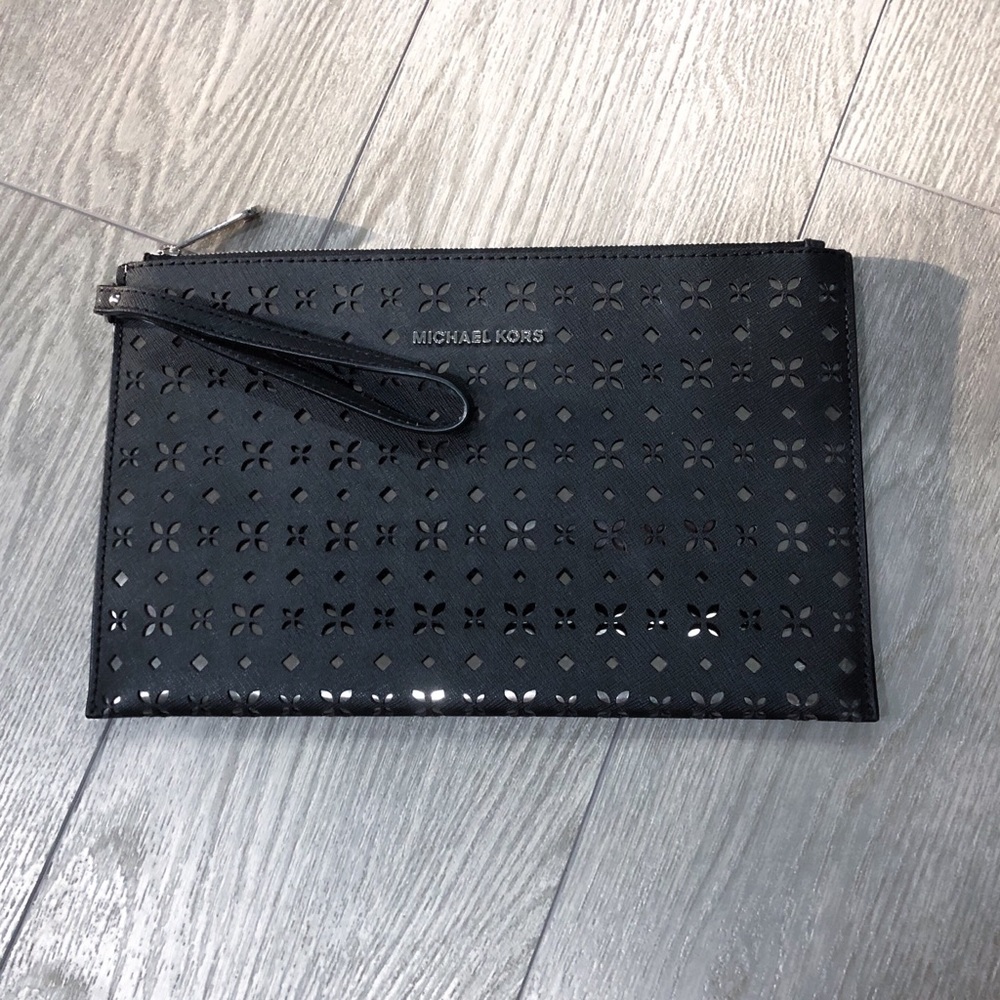 Michael Kors Leather XL Zip Clutch